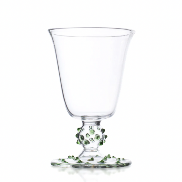 Green Pom Wine Glass