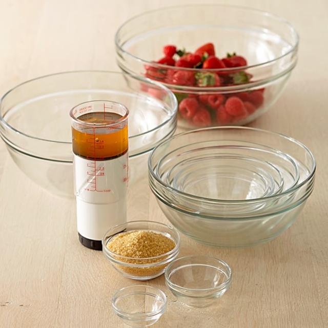 Glass Prep Mixing Bowls, Set of 8