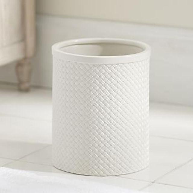 Porcelain Basketweave Wastebasket