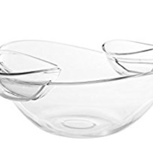 Chips n' Dips / Salad Bowl with 2 Attachable Dip Cups Set