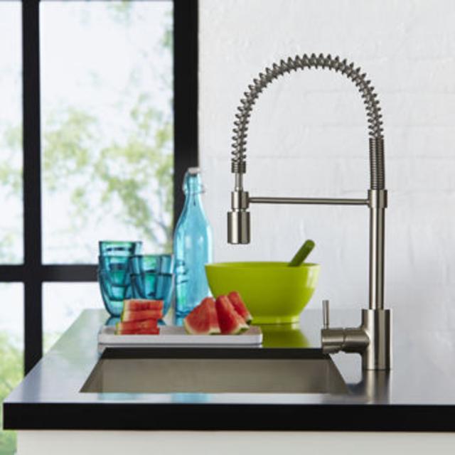 The Foodie™ Single-Handle Pull-Down Pre-Rinse Kitchen Faucet, Stainless Steel Finish, by Danze Inc.