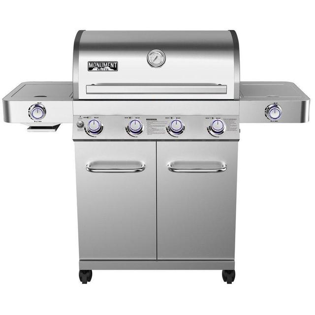 Monument Grills Stainless Steel 4 Burner Propane Gas Grill w/Side Sear Burners