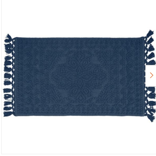 Navy 20 x 34 in. Fringe Cotton Bath Rug