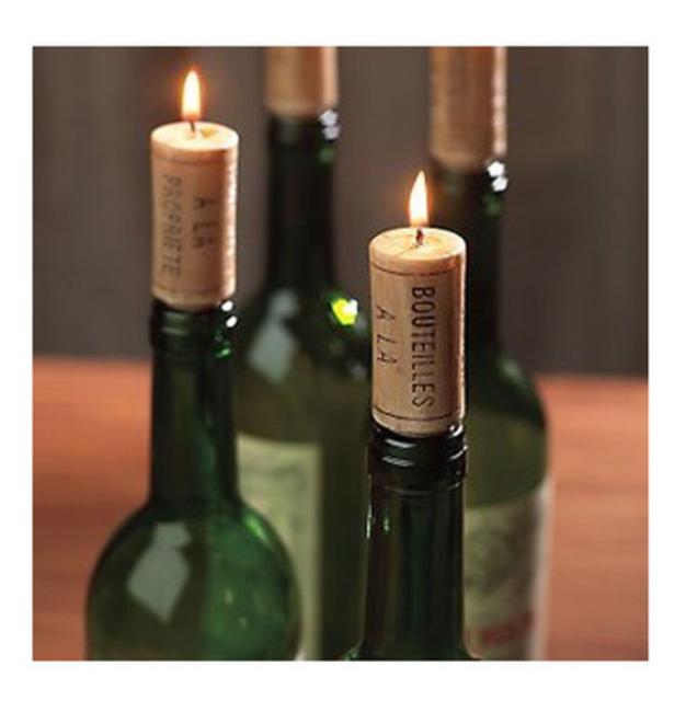 wine cork candle set