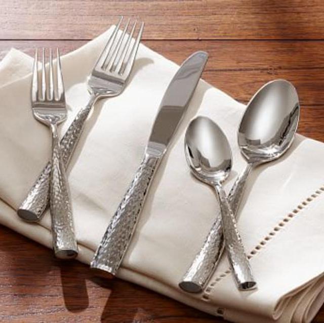 Shiny Hammered Flatware, 20-Piece Set