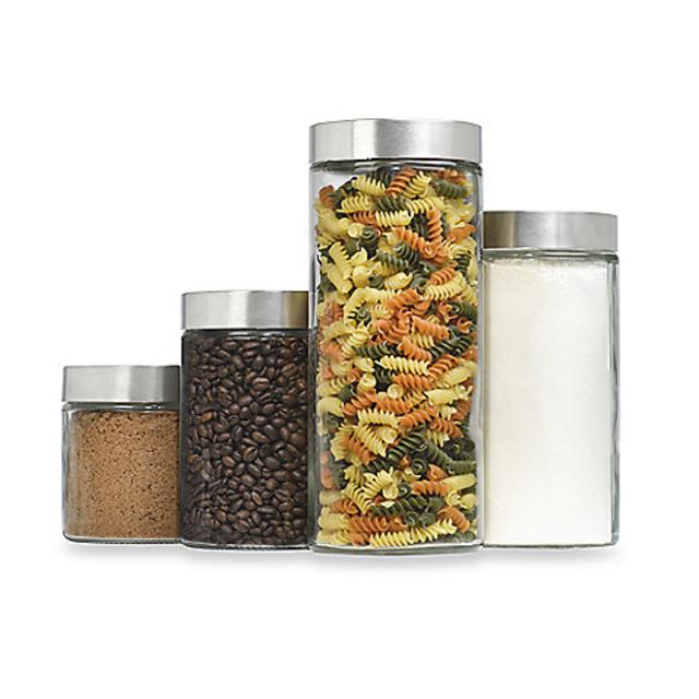 Anchor Hocking® Glass CylinderCanisters with Stainless Steel Lids (Set of 4)Anchor Hocking
