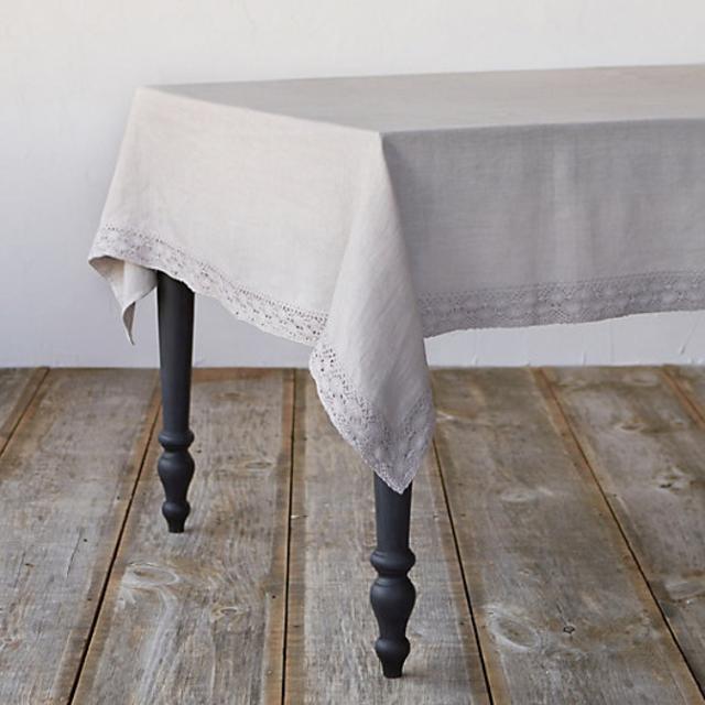 Crochet Edge Linen Tablecloth