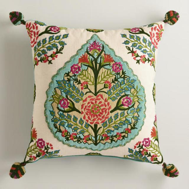 Velvet Embossed Leaf Throw Pillow