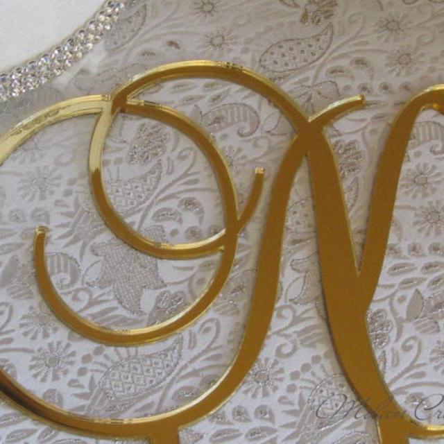 Gold Mirrored Wedding Cake Topper