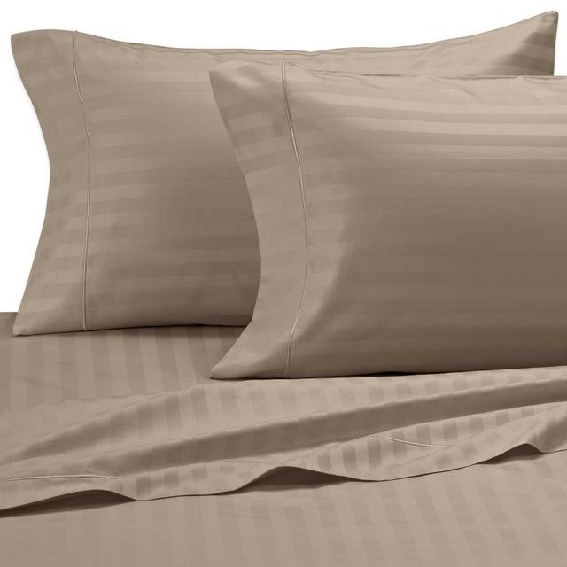 Damask Stripe 500-Thread-Count King Sheet Set in Taupe