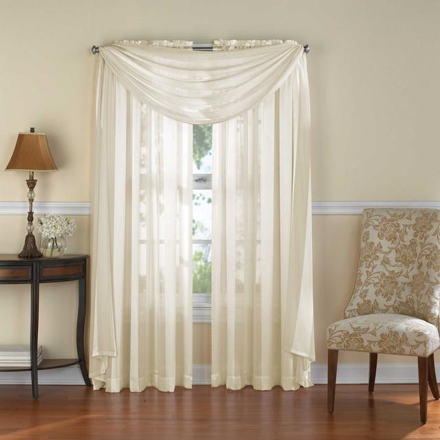 Venetian Stripe Sheer Window Scarf Valance in Ivory