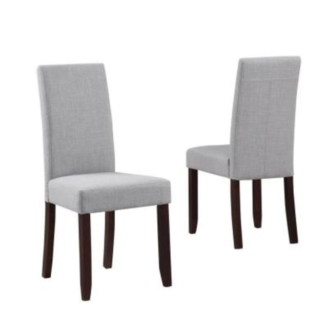 Acadian Linen Look Fabric Parson Chair in Dove Grey (2-Pack)