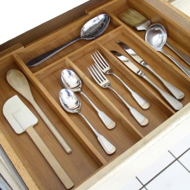 Expandable Bamboo Cutlery Tray