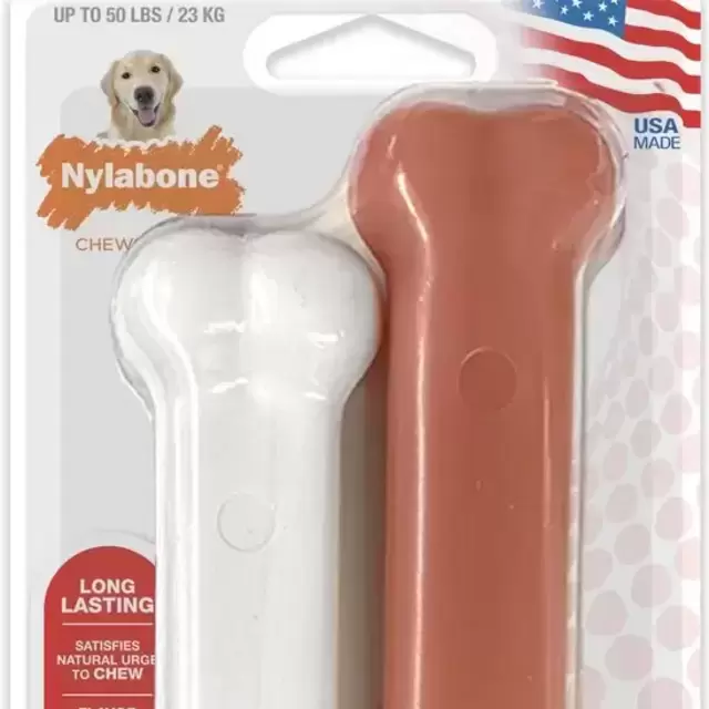 Nylabone Power Chew Classic Twin Pack Bacon & Chicken Flavored Durable Dog Chew Toy