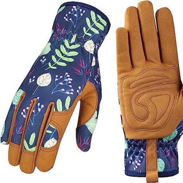 Bamllum Leather Gardening Gloves for Women - Working Gloves for Weeding, Digging, Planting, Raking and Pruning