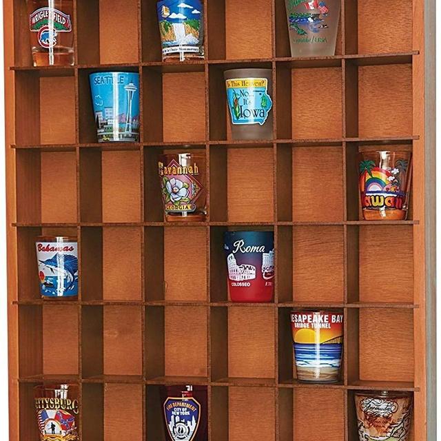Wooden Shot Glass Wall Curio