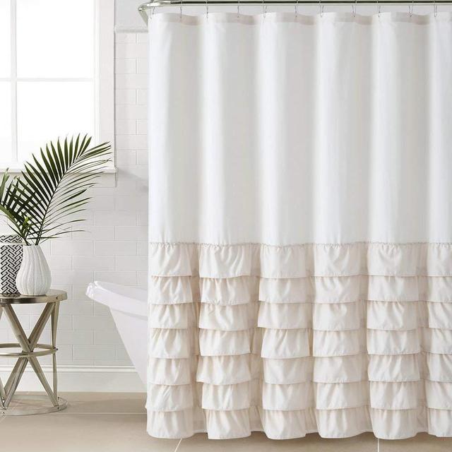 VCNY Melanie Ruffle Shower Curtain, TAUPE