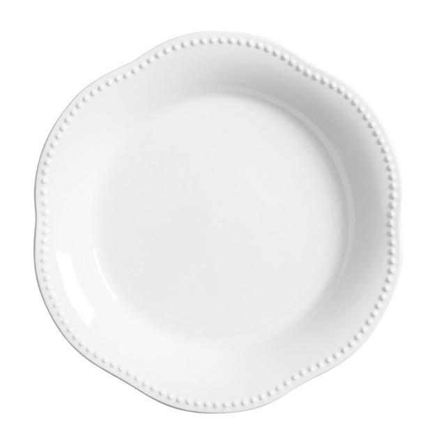 Emma Beaded Stoneware Serving Platter- True White
