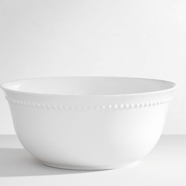 Emma Beaded Stoneware Serving Bowl-True White