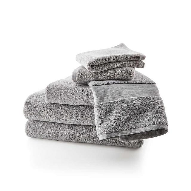 Organic Turkish Cotton 800-Gram Grey Towels, Set of 6