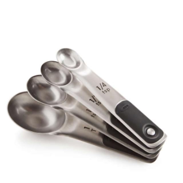 OXO 4 Piece Stainless Steel Measuring Spoons with Magnetic Snaps