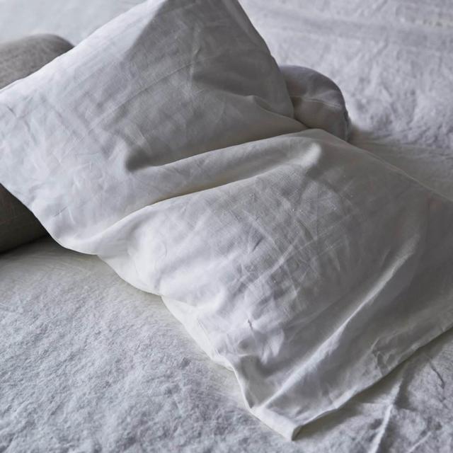 Smooth Simple Linen Pillowcase in Pure White