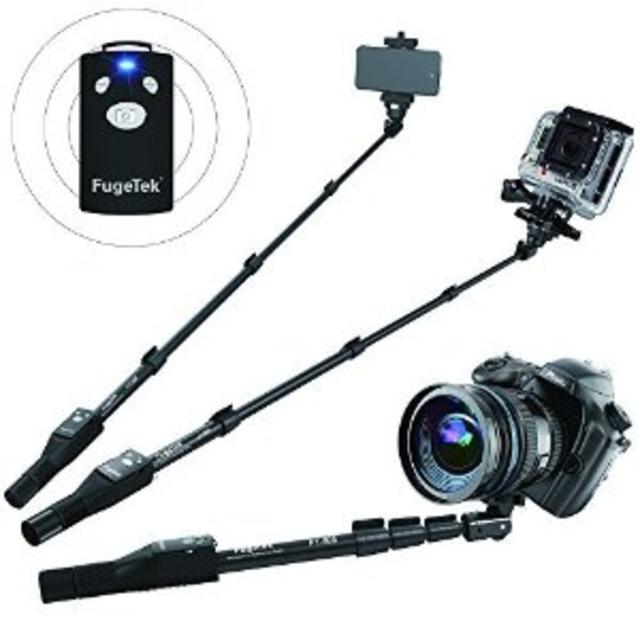 Fugetek FT-568 Professional Selfie Stick with Bluetooth Remote for Apple, Android, Gopro & Digital Cameras (49-Inch, Black)
