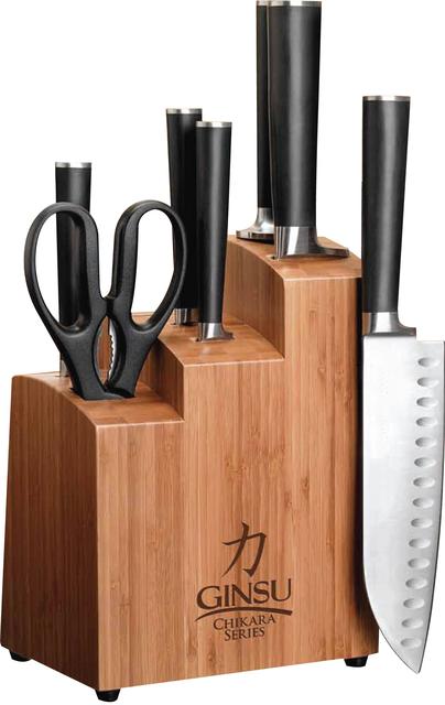 Ginsu 7108 Chikara 8-Piece Stainless Steel Knife Set with Bamboo Block
