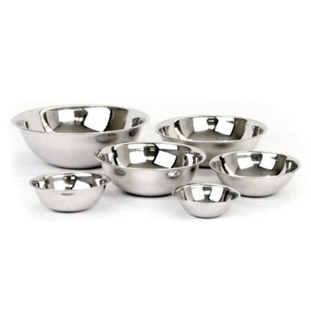 ChefLand Set of 6 Standard Weight Mixing Bowls, Stainless Steel, Mirror Finish, 0.75, 1.5, 3, 4, 5, and 8 Qt. (Mixing Bowl Set Of 6)