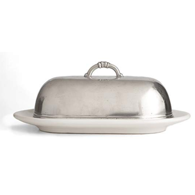 Arte Italica Tuscan Butter Dish, White