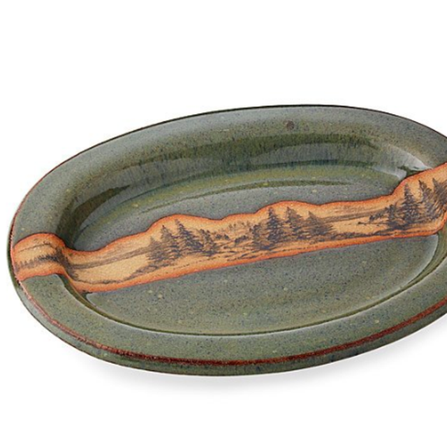 Stoneware Mountain Scene Platter