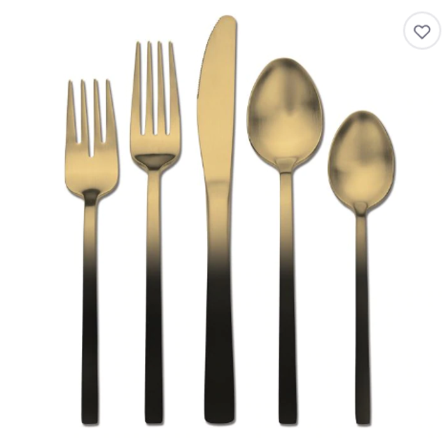 Skandia Biltmore Accents Satin 20-Piece Flatware Set in Black/Gold