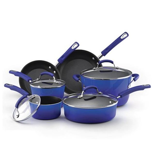 Rachael Ray 10-pc. Nonstick Porcelain Enamel Cookware Set -Blue