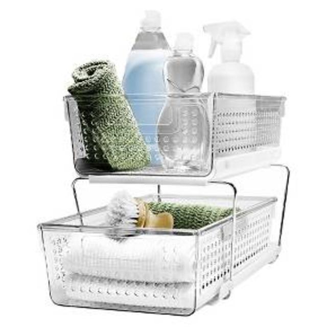 Under Vanity 2 Tier Storage Rack Clear Madesmart