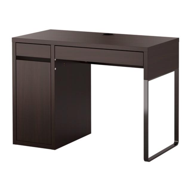 MICKE Desk, black-brown