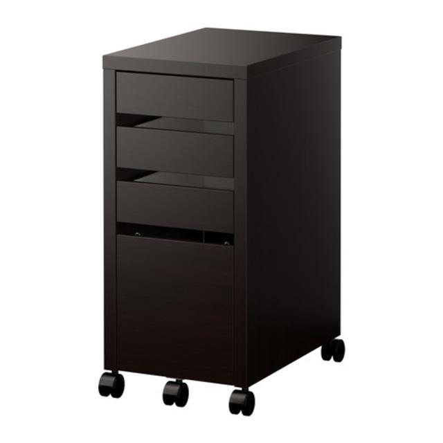MICKE Drawer unit/drop file storage, black-brown
