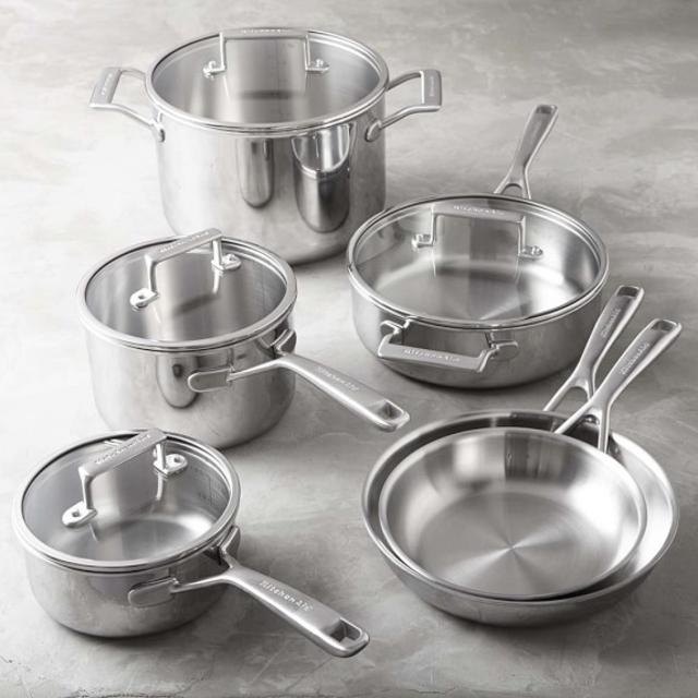 KitchenAid Tri-Ply Stainless-Steel 10-Piece Cookware Set
