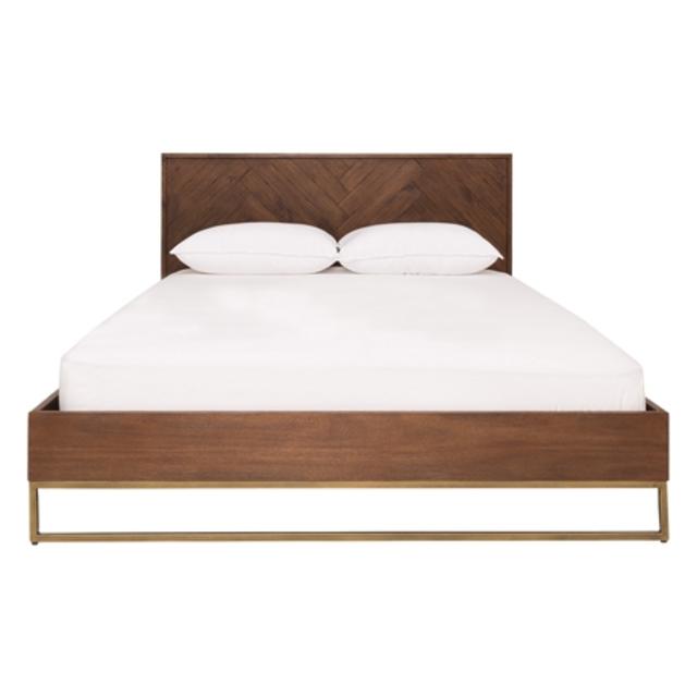 Parque King Bed in Cafe/Brass Colour