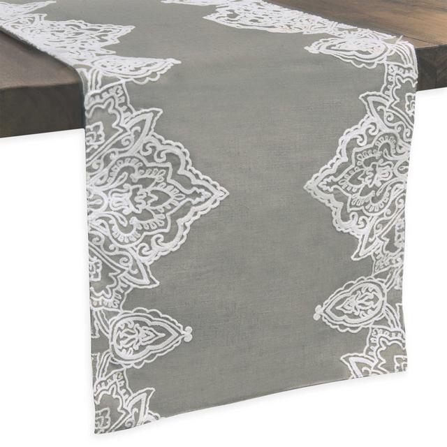 Simone Embroidered Table Runner in Grey
