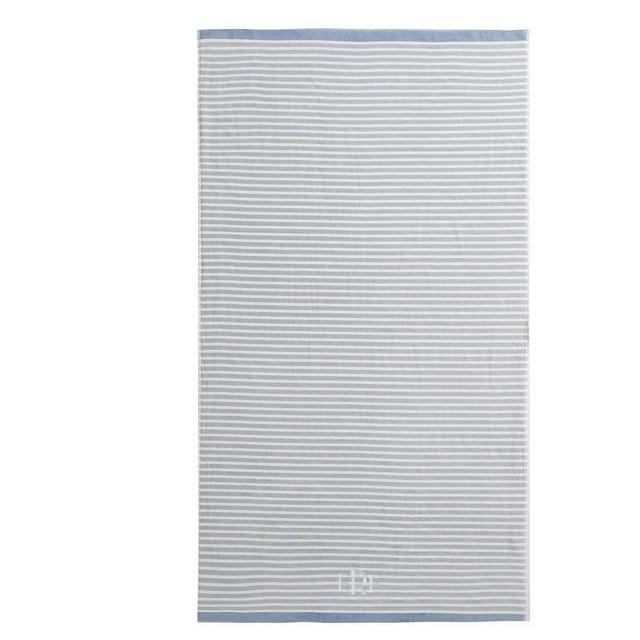 Pottery Barn Mini Striped Organic Beach Towel Gray/Blue