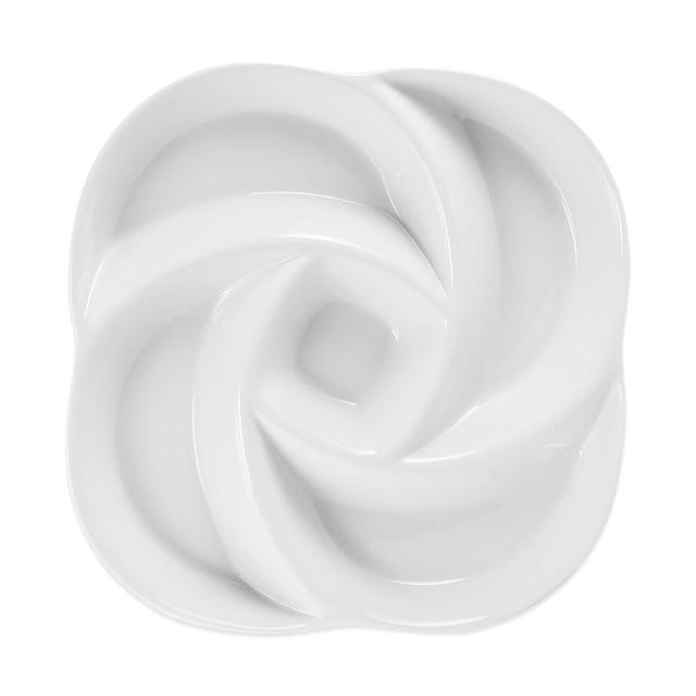 Everyday White® Swirl Chip and Dip 5 Section Server