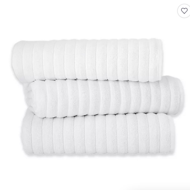 Classic Turkish Towels Turkish Cotton Ribbed 3-Piece Bath Sheet Set in White