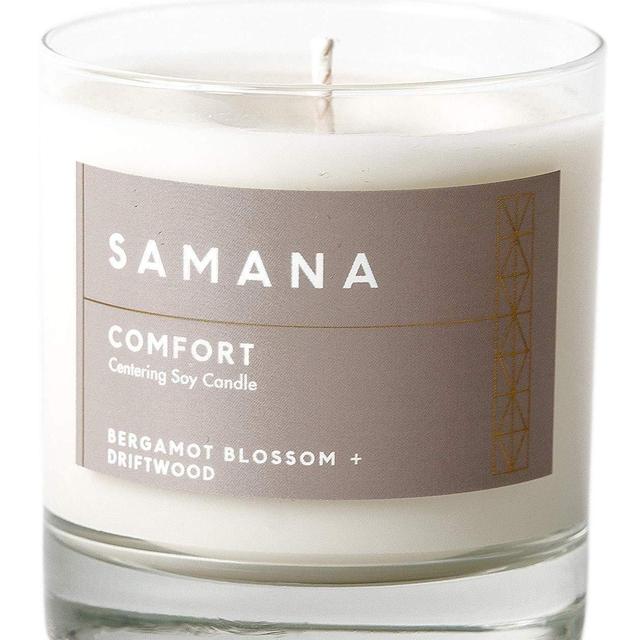 SAMANA Comfort Centering Soy Candle, Bergamot Blossom & Driftwood, 100% Natural, 9.5 oz, 40 hr Burn Time