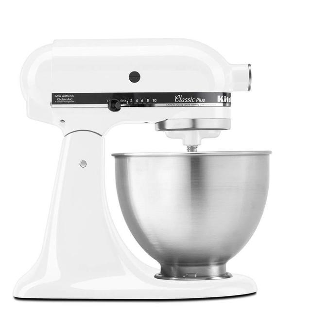 KitchenAid KSM75WH Classic Plus Series 4.5-Quart Tilt-Head Stand Mixer, White