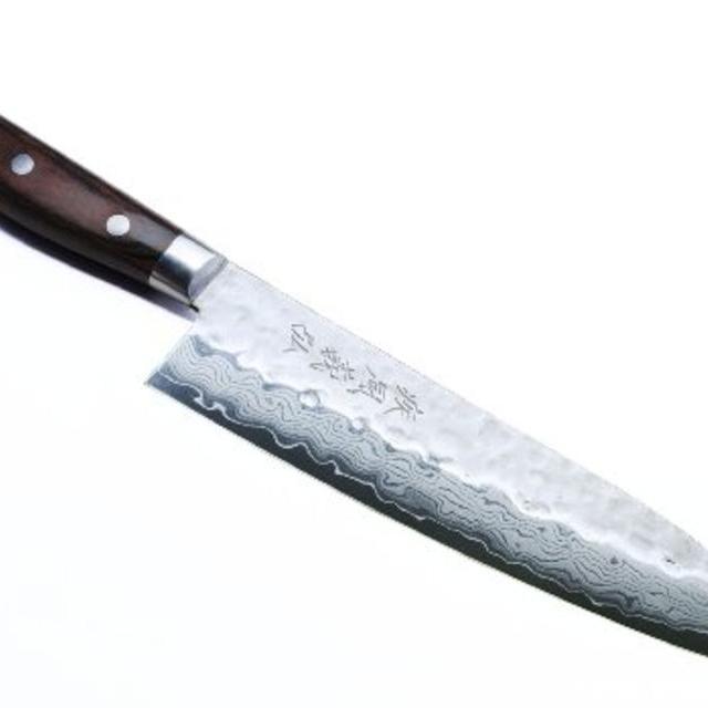 Yoshihiro VG-10 Damascus Santoku Multipurpose Japanese Chef Knife 7" (Western Style Mahogany Handle)