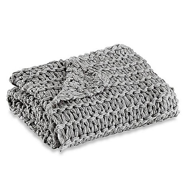 Kenneth Cole Reaction Home Chunky Knit Square Throw Blanket  in Grey