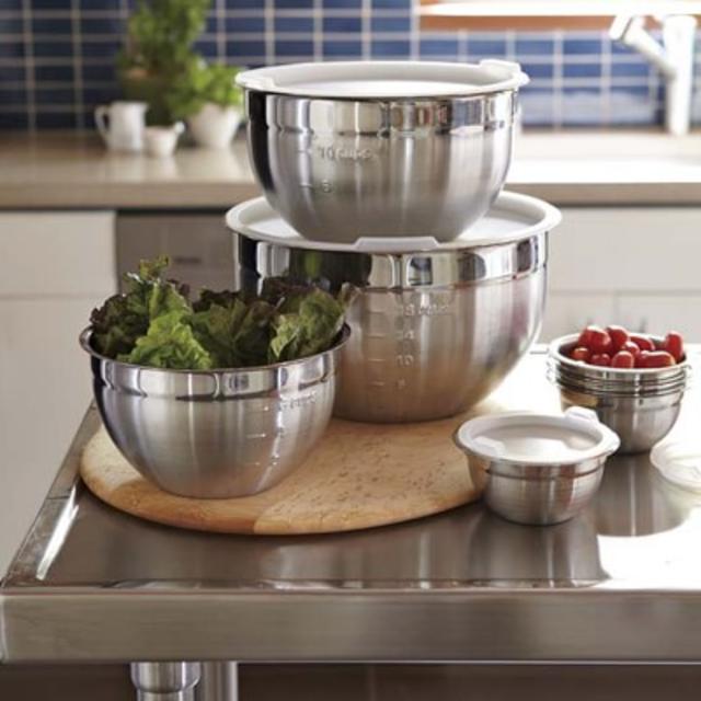 Stainless-Steel Prep Bowls with Lids, Set of 4