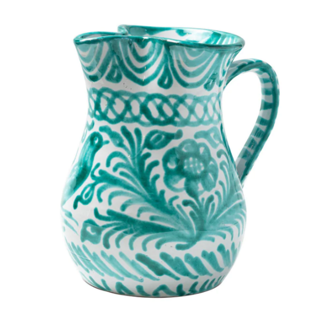 Casa Verde Medium Pitcher with Hand-painted Designs