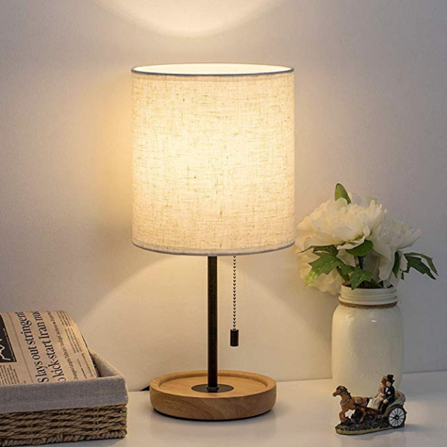 HAITRAL Bedside Table Lamp in Linen Color