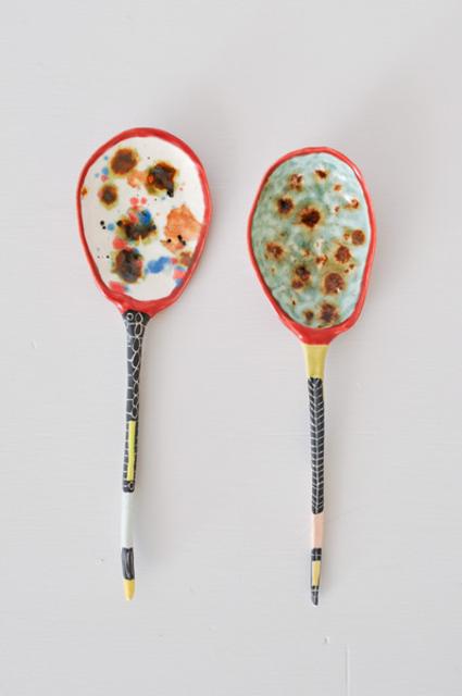 Ceramic Spoon - Red Rim